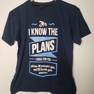 Bible Verse Blue Graphic Shirt S